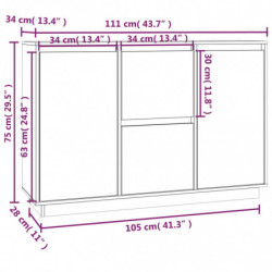 Sideboard Schwarz 111x34x75 cm Massivholz Kiefer