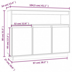 Sideboard Schwarz 104,5x34x80 cm Massivholz Kiefer