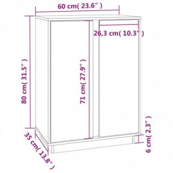 Sideboard Grau 60x35x80 cm Massivholz Kiefer