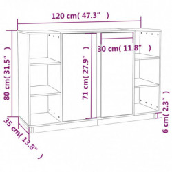 Sideboard Honigbraun 120x35x80 cm Massivholz Kiefer