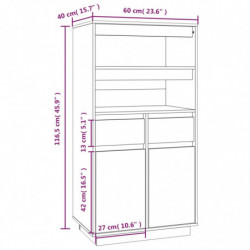 Highboard Honigbraun 60x40x116,5 cm Massivholz Kiefer