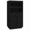 Highboard Schwarz 60x40x116,5 cm Massivholz Kiefer