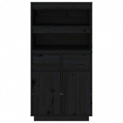 Highboard Schwarz 60x40x116,5 cm Massivholz Kiefer