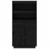 Highboard Schwarz 60x40x116,5 cm Massivholz Kiefer