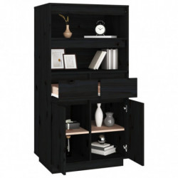 Highboard Schwarz 60x40x116,5 cm Massivholz Kiefer