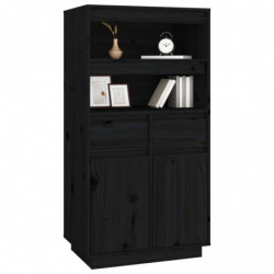 Highboard Schwarz 60x40x116,5 cm Massivholz Kiefer