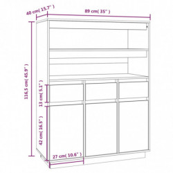 Highboard Weiß 89x40x116,5 cm Massivholz Kiefer