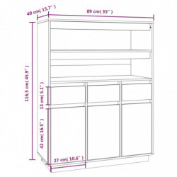 Highboard Honigbraun 89x40x116,5 cm Massivholz Kiefer