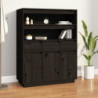 Highboard Schwarz 89x40x116,5 cm Massivholz Kiefer