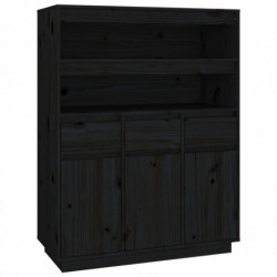 Highboard Schwarz 89x40x116,5 cm Massivholz Kiefer