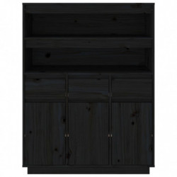 Highboard Schwarz 89x40x116,5 cm Massivholz Kiefer