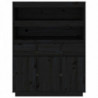 Highboard Schwarz 89x40x116,5 cm Massivholz Kiefer