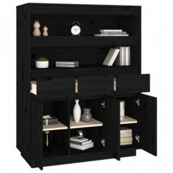 Highboard Schwarz 89x40x116,5 cm Massivholz Kiefer