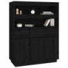 Highboard Schwarz 89x40x116,5 cm Massivholz Kiefer