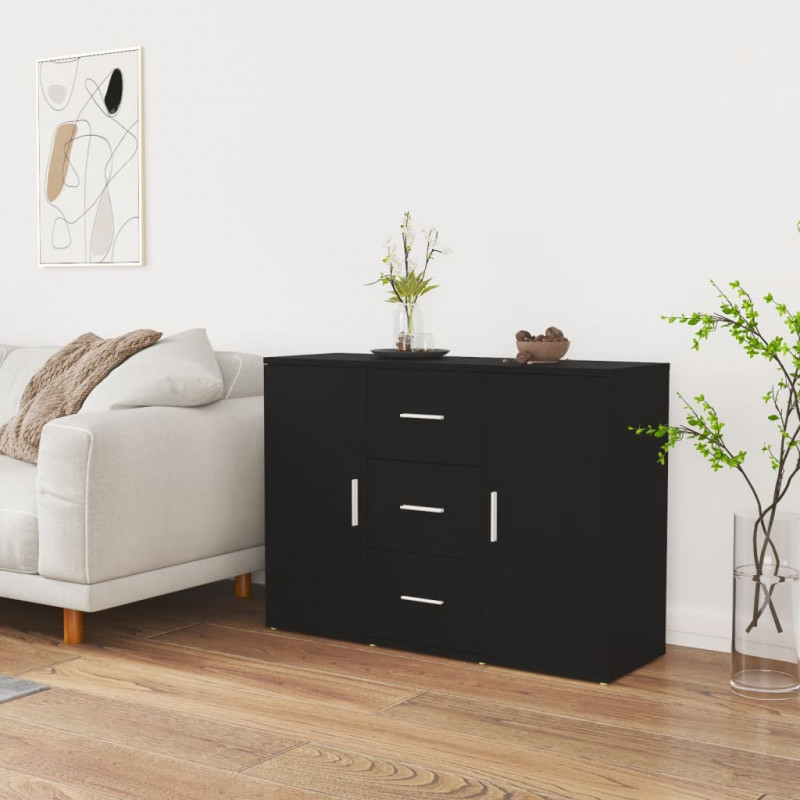 Sideboard Schwarz 91x29,5x65 cm Holzwerkstoff