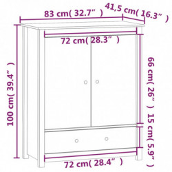 Highboard Weiß 83x41,5x100 cm Massivholz Kiefer