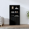 Highboard Schwarz 80x35x154 cm Massivholz Kiefer