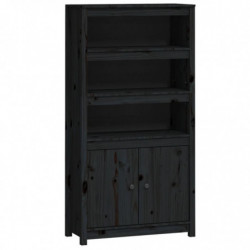 Highboard Schwarz 80x35x154 cm Massivholz Kiefer