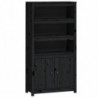 Highboard Schwarz 80x35x154 cm Massivholz Kiefer