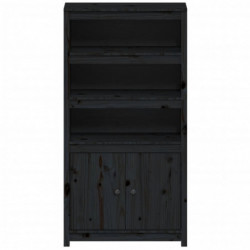 Highboard Schwarz 80x35x154 cm Massivholz Kiefer