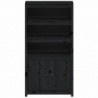 Highboard Schwarz 80x35x154 cm Massivholz Kiefer