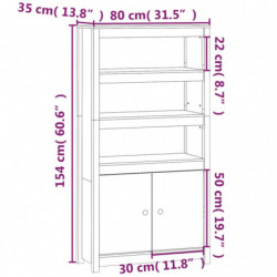 Highboard Schwarz 80x35x154 cm Massivholz Kiefer