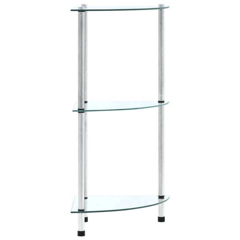 Regal mit 3 Ablagen Transparent 30x30x67 cm Hartglas