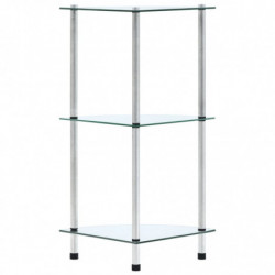 Regal mit 3 Ablagen Transparent 30x30x67 cm Hartglas