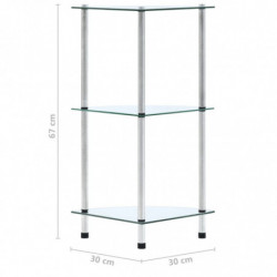 Regal mit 3 Ablagen Transparent 30x30x67 cm Hartglas