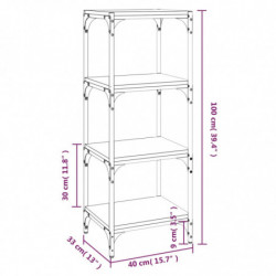 Bücherregal Braun Eichen-Optik 40x33x100 cm Holzwerkstoff Stahl