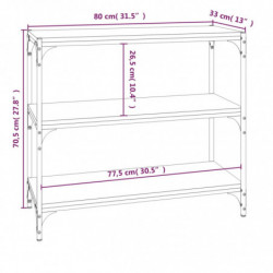 Bücherregal Braun Eichen-Optik 80x33x70,5cm Holzwerkstoff Stahl