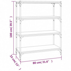 Bücherregal Schwarz 80x33x100 cm Holzwerkstoff und Stahl