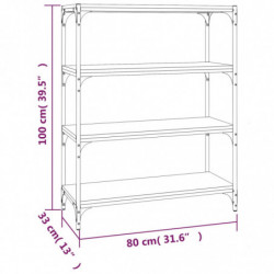 Bücherregal Grau Sonoma 80x33x100 cm Holzwerkstoff und Stahl