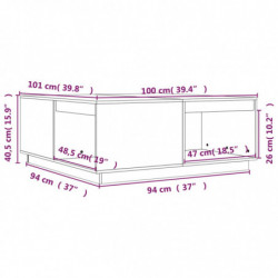 Couchtisch Schwarz 100x101x40,5 cm Massivholz Kiefer