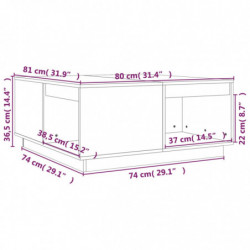 Couchtisch 80x81x36,5 cm Massivholz Kiefer