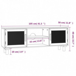 TV-Schrank Braun 105x30x40 cm Massivholz Kiefer Natur-Rattan