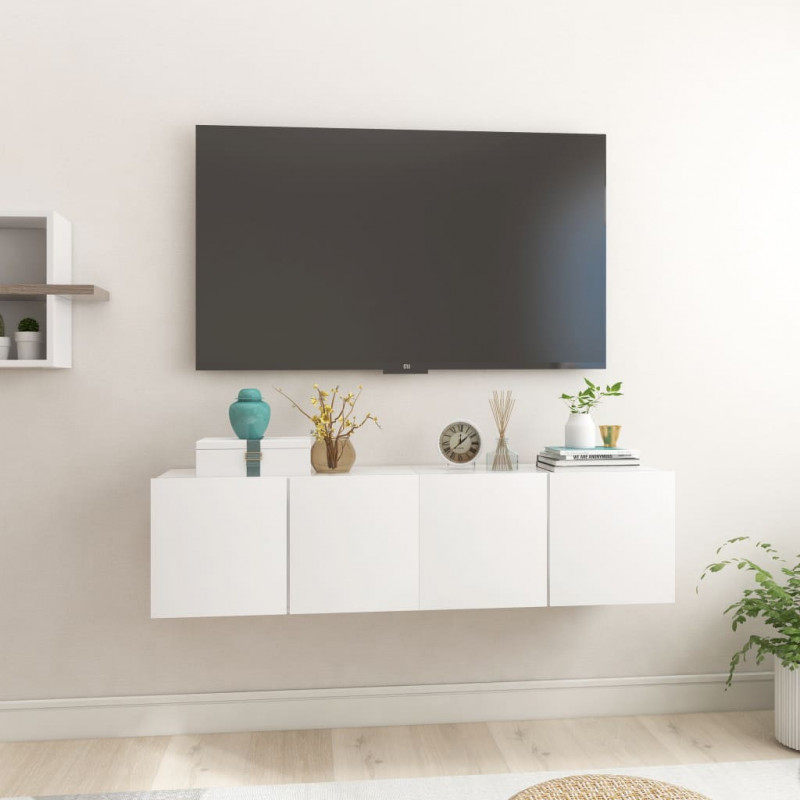 TV-Hängeschränke 2 Stk. Hochglanz-Weiß 60x30x30 cm