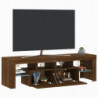 TV-Schrank mit LED-Leuchten Braun Eichen-Optik 140x36,5x40 cm