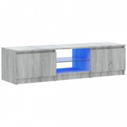 TV-Schrank mit LED-Leuchten Grau Sonoma 140x40x35,5 cm