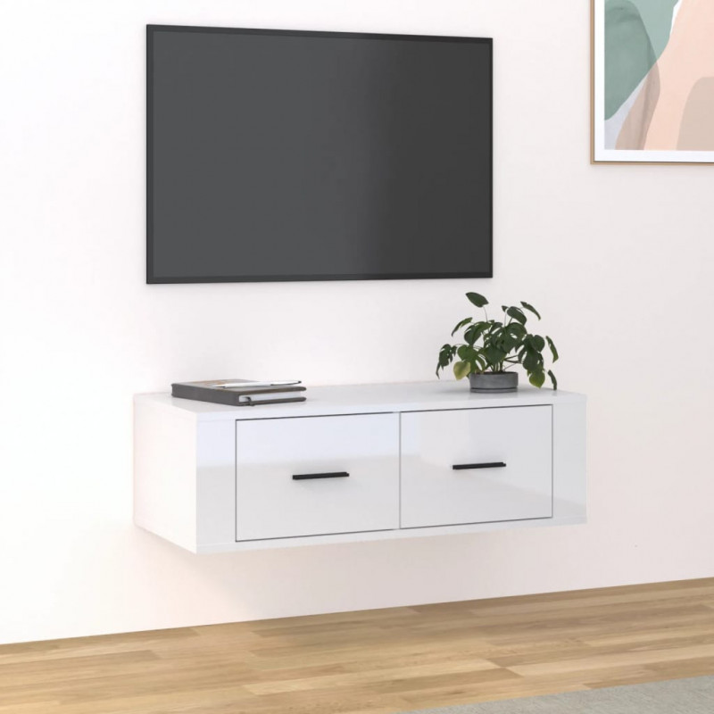 TV-Wandschrank Hochglanz-Weiß 80x36x25 cm Holzwerkstoff