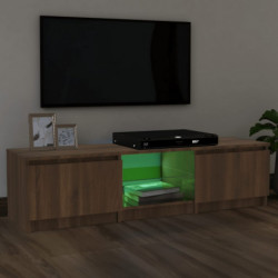 TV-Schrank mit LED-Leuchten Braun Eichen-Optik 140x40x35,5 cm