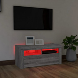 TV-Schrank mit LED-Leuchten Grau Sonoma 90x35x40 cm