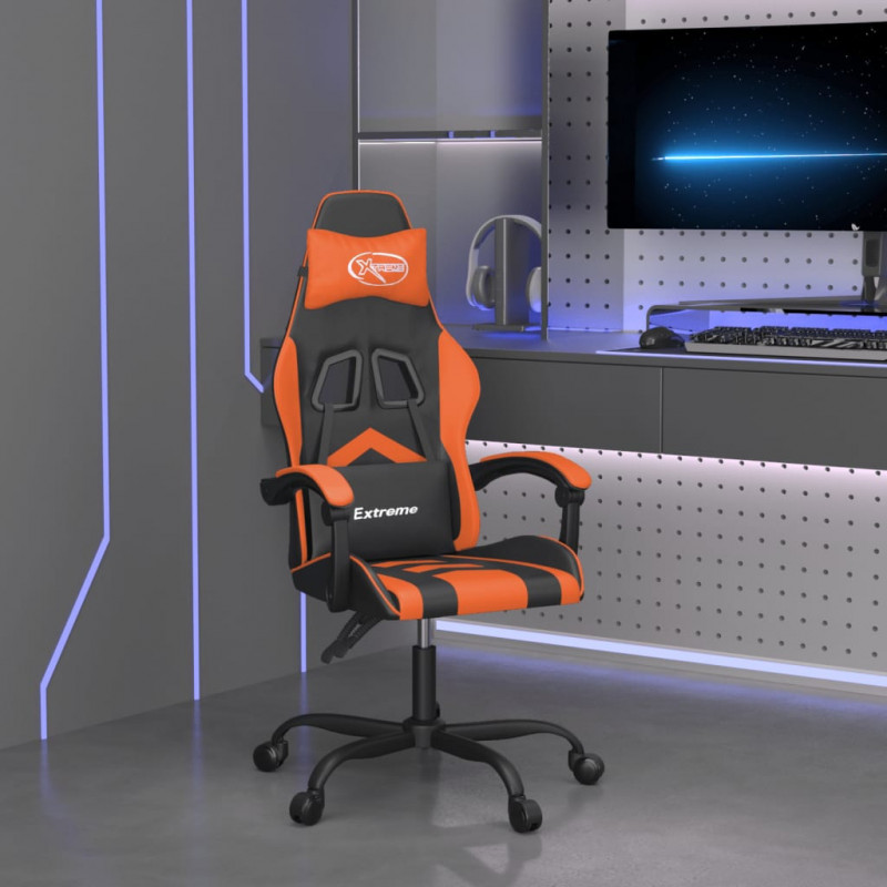 Gaming-Stuhl Schwarz und Orange Kunstleder