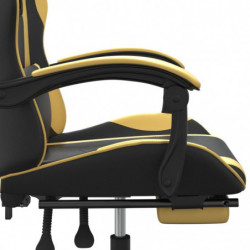 Gaming-Stuhl mit Fußstütze Drehbar Schwarz & Golden Kunstleder