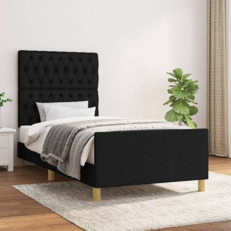 Bettgestell mit Kopfteil Schwarz 100x200 cm Stoff Bettgestell mit Kopfteil Schwarz 100x200 cm Stoff