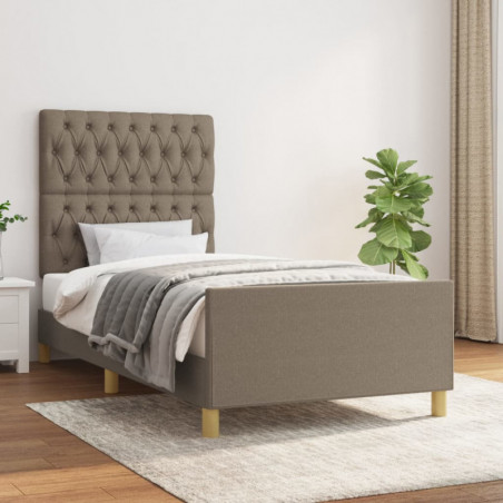 Bettgestell mit Kopfteil Taupe 100x200 cm Stoff Bettgestell mit Kopfteil Taupe 100x200 cm Stoff