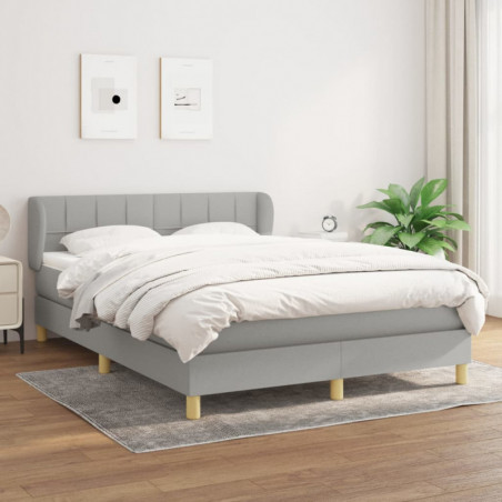 Boxspringbett mit Matratze Hellgrau 140x190 cm Stoff