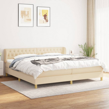 Boxspringbett mit Matratze Creme 200x200 cm Stoff