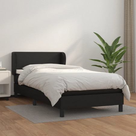 Boxspringbett mit Matratze Schwarz 90x200 cm Kunstleder