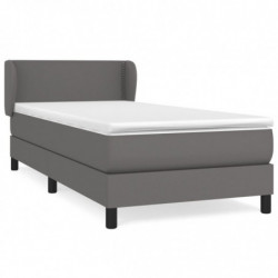 Boxspringbett mit Matratze Grau 90x200 cm Kunstleder